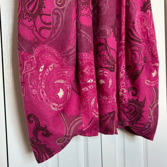 Lafayette 148 100% Linen Bubble Hem No Sleeve Dress Paisley Print Size 14 - Picture 4 of 15